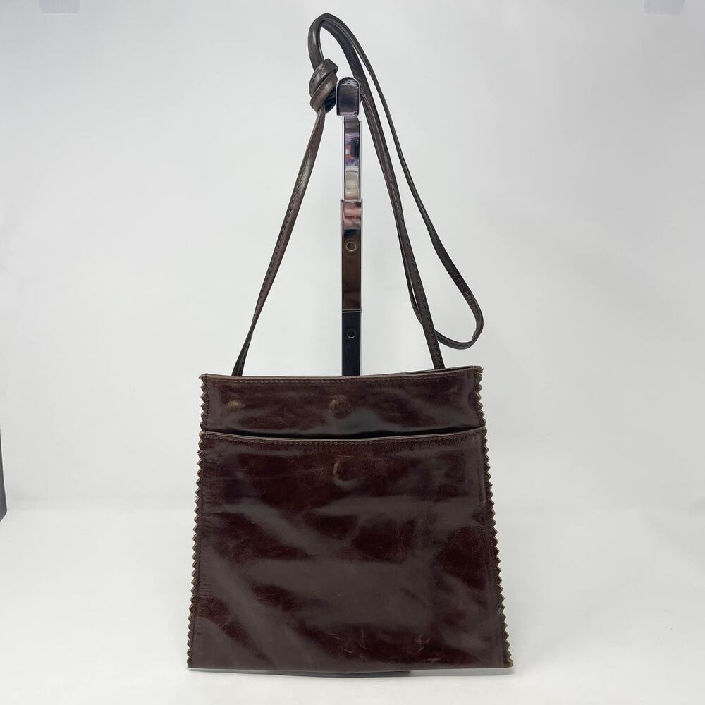 HOBO Glazed‎ Leather Crossbody Dark Brown Slim Y2K Fashion Equestrian Old Money